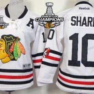 Kinder Chicago Blackhawks #10 Patrick Sharp 2015 Winter Klassisch Trikots W/2015 Stanley Cup Champion Patch – Weiß