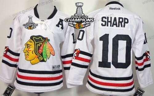 Kinder Chicago Blackhawks #10 Patrick Sharp 2015 Winter Klassisch Trikots W/2015 Stanley Cup Champion Patch – Weiß