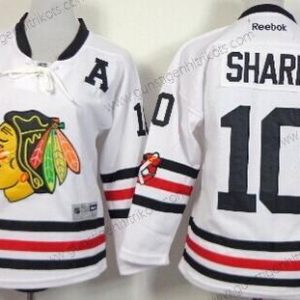 Kinder Chicago Blackhawks #10 Patrick Sharp 2015 Winter Klassisch Trikots – Weiß