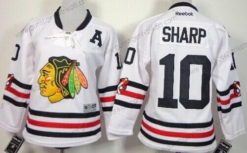 Kinder Chicago Blackhawks #10 Patrick Sharp 2015 Winter Klassisch Trikots – Weiß