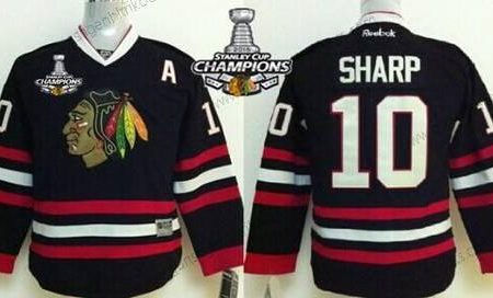 Kinder Chicago Blackhawks #10 Patrick Sharp Trikots W/2015 Stanley Cup Champion Patch – Schwarz