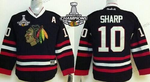 Kinder Chicago Blackhawks #10 Patrick Sharp Trikots W/2015 Stanley Cup Champion Patch – Schwarz