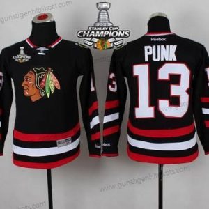 Kinder Chicago Blackhawks #13 Cm Punk 2014 Stadium Series Trikots W/2015 Stanley Cup Champion Patch – Schwarz