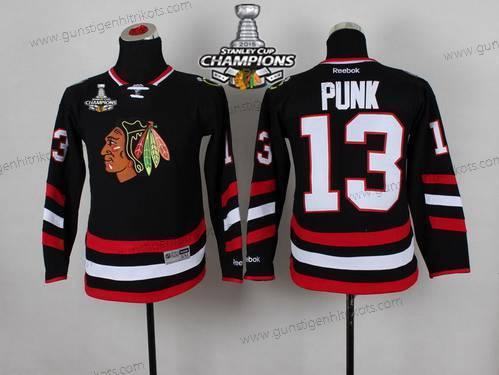 Kinder Chicago Blackhawks #13 Cm Punk 2014 Stadium Series Trikots W/2015 Stanley Cup Champion Patch – Schwarz