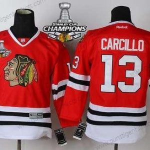 Kinder Chicago Blackhawks #13 Daniel Carcillo Trikots W/2015 Stanley Cup Champion Patch – Rot