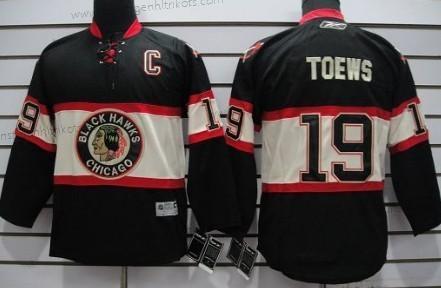 Kinder Chicago Blackhawks #19 Janathan Toews Ausweichtrikot Trikots – Schwarz