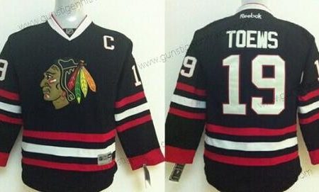 Kinder Chicago Blackhawks #19 Janathan Toews Trikots – Schwarz