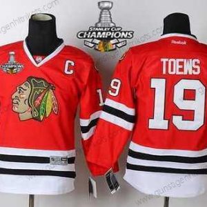 Kinder Chicago Blackhawks #19 Janathan Toews Trikots W/2015 Stanley Cup Champion Patch – Rot