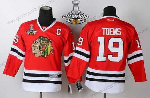 Kinder Chicago Blackhawks #19 Janathan Toews Trikots W/2015 Stanley Cup Champion Patch – Rot