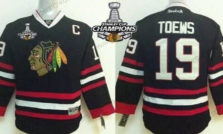 Kinder Chicago Blackhawks #19 Janathan Toews Trikots W/2015 Stanley Cup Champion Patch – Schwarz