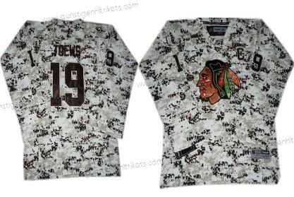 Kinder Chicago Blackhawks #19 Janathan Toews Trikots – Weiß Tarnfarbe