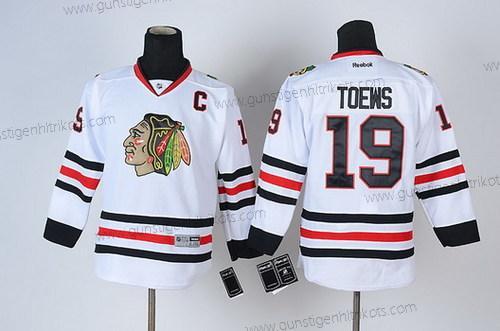 Kinder Chicago Blackhawks #19 Janathan Toews Trikots – Weiß