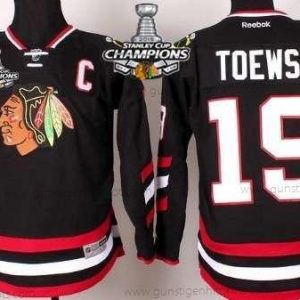 Kinder Chicago Blackhawks #19 Jonathan Toews 2014 Stadium Series Trikots W/2015 Stanley Cup Champion Patch – Schwarz