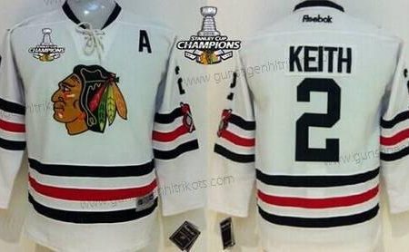 Kinder Chicago Blackhawks #2 Duncan Keith 2015 Winter Klassisch Trikots W/2015 Stanley Cup Champion Patch – Weiß