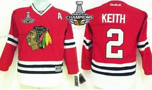 Kinder Chicago Blackhawks #2 Duncan Keith Trikots W/2015 Stanley Cup Champion Patch – Rot