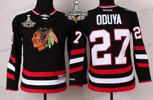 Kinder Chicago Blackhawks #27 Johnny Oduya 2014 Stadium Series Trikots W/2015 Stanley Cup Champion Patch – Schwarz