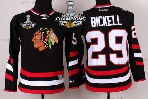 Kinder Chicago Blackhawks #29 Bryan Bickell 2014 Stadium Series Trikots W/2015 Stanley Cup Champion Patch – Schwarz