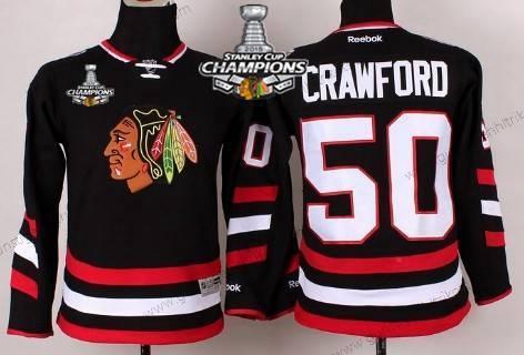 Kinder Chicago Blackhawks #50 Corey Crawford 2014 Stadium Series Trikots W/2015 Stanley Cup Champion Patch – Schwarz