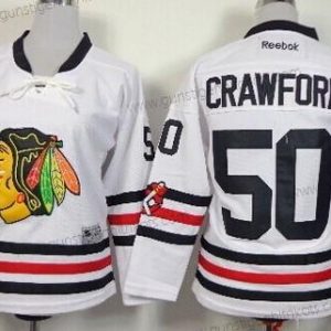 Kinder Chicago Blackhawks #50 Corey Crawford 2015 Winter Klassisch Trikots – Weiß