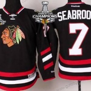 Kinder Chicago Blackhawks #7 Brent Seabrook 2014 Stadium Series Trikots W/2015 Stanley Cup Champion Patch – Schwarz