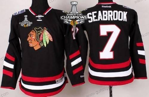 Kinder Chicago Blackhawks #7 Brent Seabrook 2014 Stadium Series Trikots W/2015 Stanley Cup Champion Patch – Schwarz