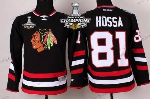 Kinder Chicago Blackhawks #81 Marian Hossa 2014 Stadium Series Trikots W/2015 Stanley Cup Champion Patch – Schwarz