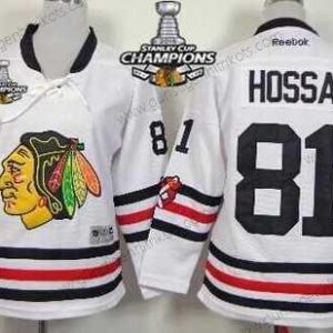 Kinder Chicago Blackhawks #81 Marian Hossa 2015 Winter Klassisch Trikots W/2015 Stanley Cup Champion Patch – Weiß