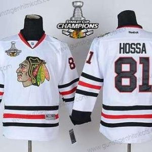 Kinder Chicago Blackhawks #81 Marian Hossa Trikots W/2015 Stanley Cup Champion Patch – Weiß