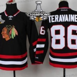 Kinder Chicago Blackhawks #86 Teuvo Teravainen Punk 2014 Stadium Series Trikots W/2015 Stanley Cup Champion Patch – Schwarz