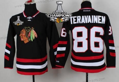 Kinder Chicago Blackhawks #86 Teuvo Teravainen Punk 2014 Stadium Series Trikots W/2015 Stanley Cup Champion Patch – Schwarz