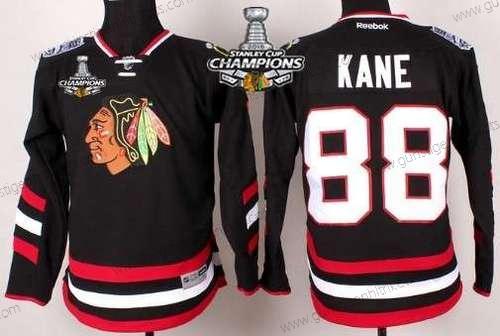 Kinder Chicago Blackhawks #88 Patrick Kane 2014 Stadium Series Trikots W/2015 Stanley Cup Champion Patch – Schwarz