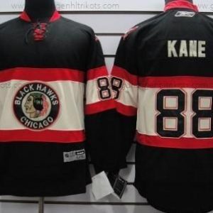 Kinder Chicago Blackhawks #88 Patrick Kane Ausweichtrikot Trikots – Schwarz