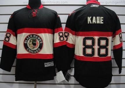 Kinder Chicago Blackhawks #88 Patrick Kane Ausweichtrikot Trikots – Schwarz