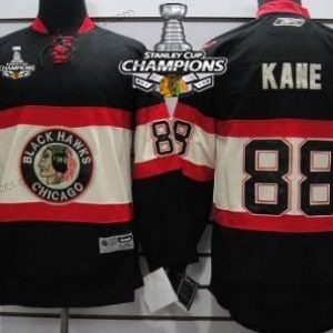 Kinder Chicago Blackhawks #88 Patrick Kane Ausweichtrikot Trikots W/2015 Stanley Cup Champion Patch – Schwarz