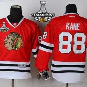 Kinder Chicago Blackhawks #88 Patrick Kane Trikots W/2015 Stanley Cup Champion Patch – Rot