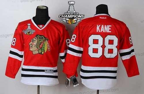 Kinder Chicago Blackhawks #88 Patrick Kane Trikots W/2015 Stanley Cup Champion Patch – Rot