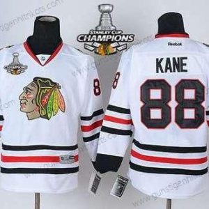 Kinder Chicago Blackhawks #88 Patrick Kane Trikots W/2015 Stanley Cup Champion Patch – Weiß