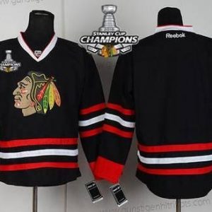 Kinder Chicago Blackhawks Leer Trikots W/2015 Stanley Cup Champion Patch – Schwarz