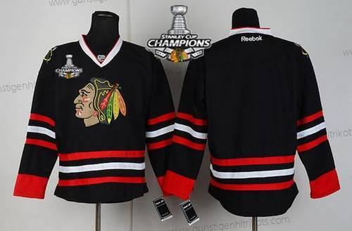 Kinder Chicago Blackhawks Leer Trikots W/2015 Stanley Cup Champion Patch – Schwarz