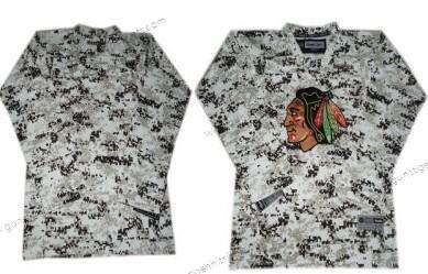 Kinder Chicago Blackhawks Leer Trikots – Weiß Tarnfarbe