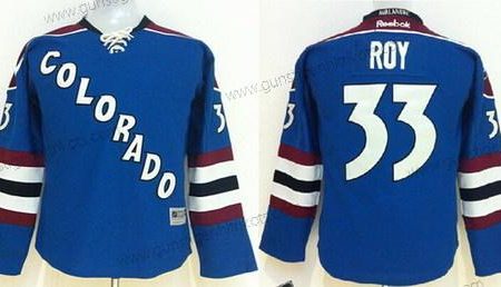 Kinder Colorado Avalanche #33 Patrick Roy Ausweichtrikot Trikots – Blau