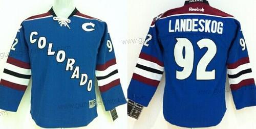 Kinder Colorado Avalanche #92 Gabriel Landeskog Ausweichtrikot Trikots – Blau