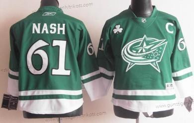 Kinder Columbus Blue Jackets #61 Rick Nash St. Patrick’S Day Trikots – Grün