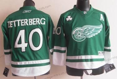 Kinder Detroit Red Wings #40 Henrik Zetterberg St. Patrick’S Day Trikots – Grün