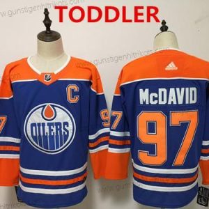 Kinder Edmonton Oilers #97 Connor Mcdavid Royal Strickerei NHL Trikots – Blau