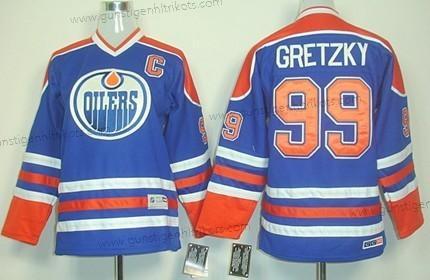 Kinder Edmonton Oilers #99 Wayne Gretzky Royal Retro CCM Trikots – Blau