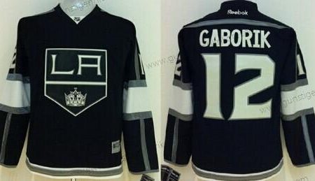 Kinder Los Angeles Kings #12 Marian Gaborik Trikots – Schwarz