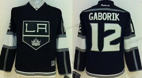 Kinder Los Angeles Kings #12 Marian Gaborik Trikots – Schwarz