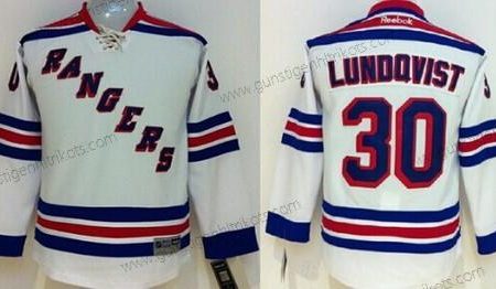 Kinder New York Rangers #30 Henrik Lundqvist Trikots – Weiß