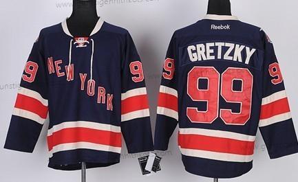 Kinder New York Rangers #99 Wayne Gretzky Ausweichtrikot 85Th Trikots – Marineblau Blau